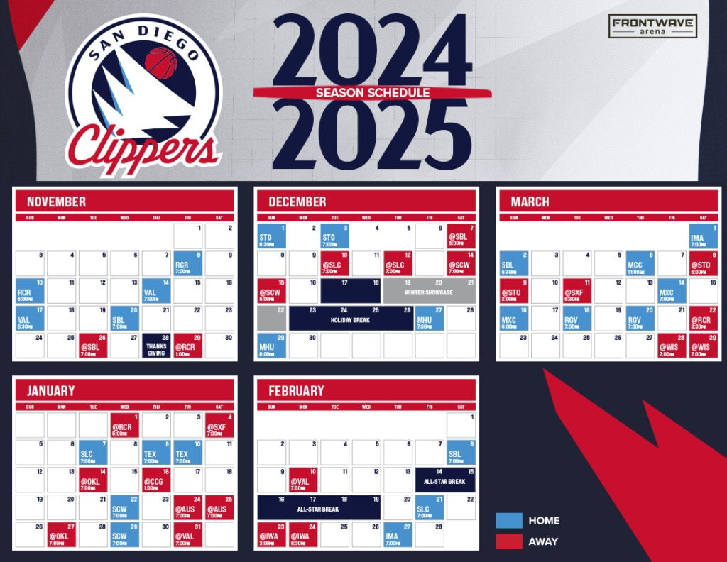 2024-2025 Season Schedule - San Diego Clippers | Cuando Sale El Calendario Nba 2025