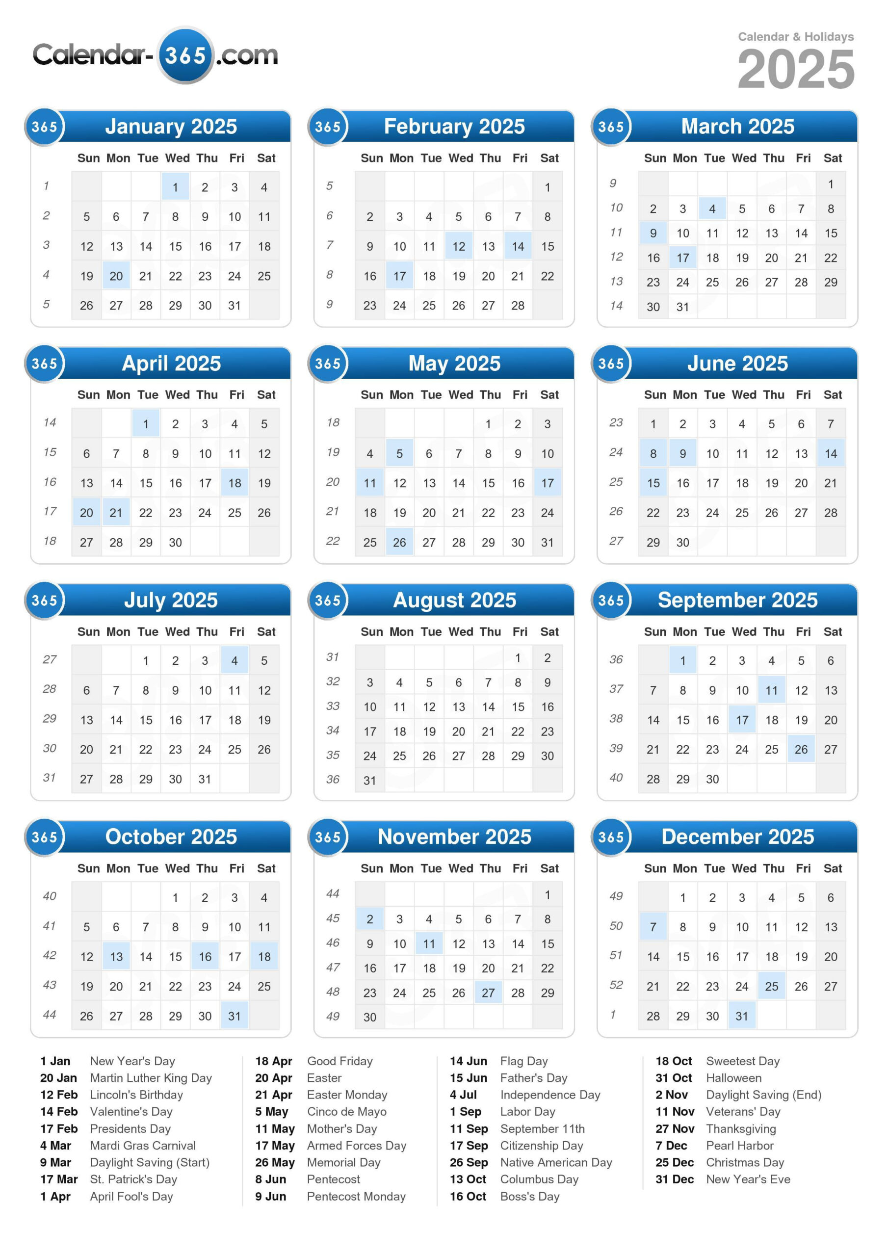 2025 Calendar | Total Calendario 2025