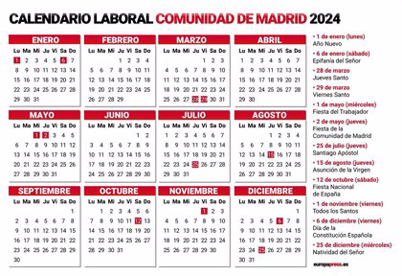 Aprobado El Calendario Laboral De 2024 Con 12 Festivos Más Los Dos | Calendario Laboral Fuenlabrada 2025