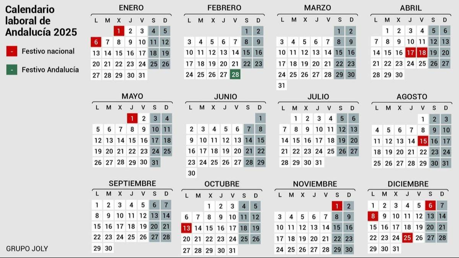 Así Será El Calendario Laboral De 2025 Con Hasta Seis Puentes Festivos | Calendario Laboral Jaen 2025