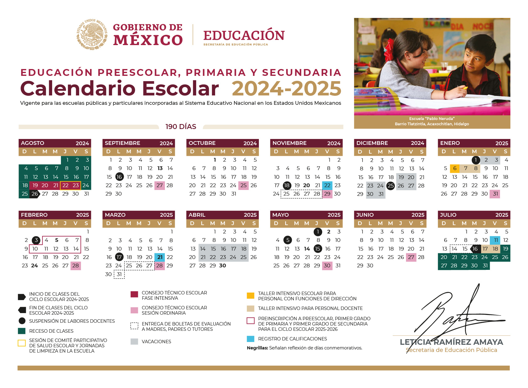 Boletín 70 Publica Sep Calendarios Escolares 2024-2025 Para | Calendario Escolar 2025 2026
