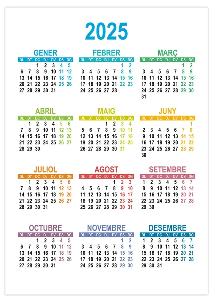 Calendari 2025 Per Imprimir