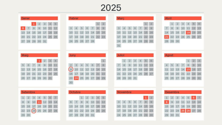 Calendario Festivos 2025 Catalunya