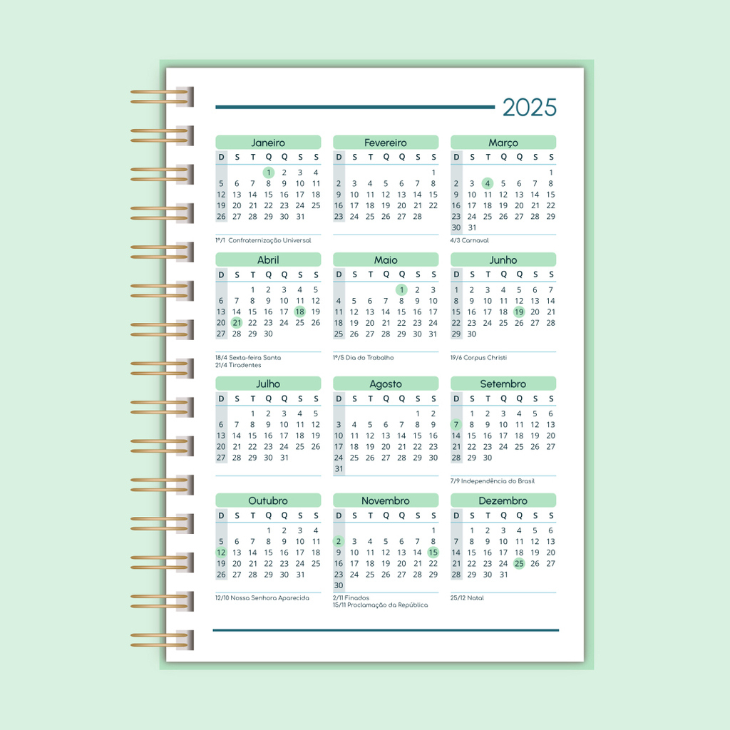 Calendário 2025 / 2026 - Comprar Em Flor De Cactos | Calendario 2025 Total