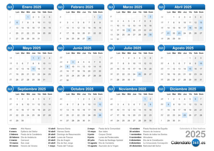 Calendario 2025 Descargar Gratis
