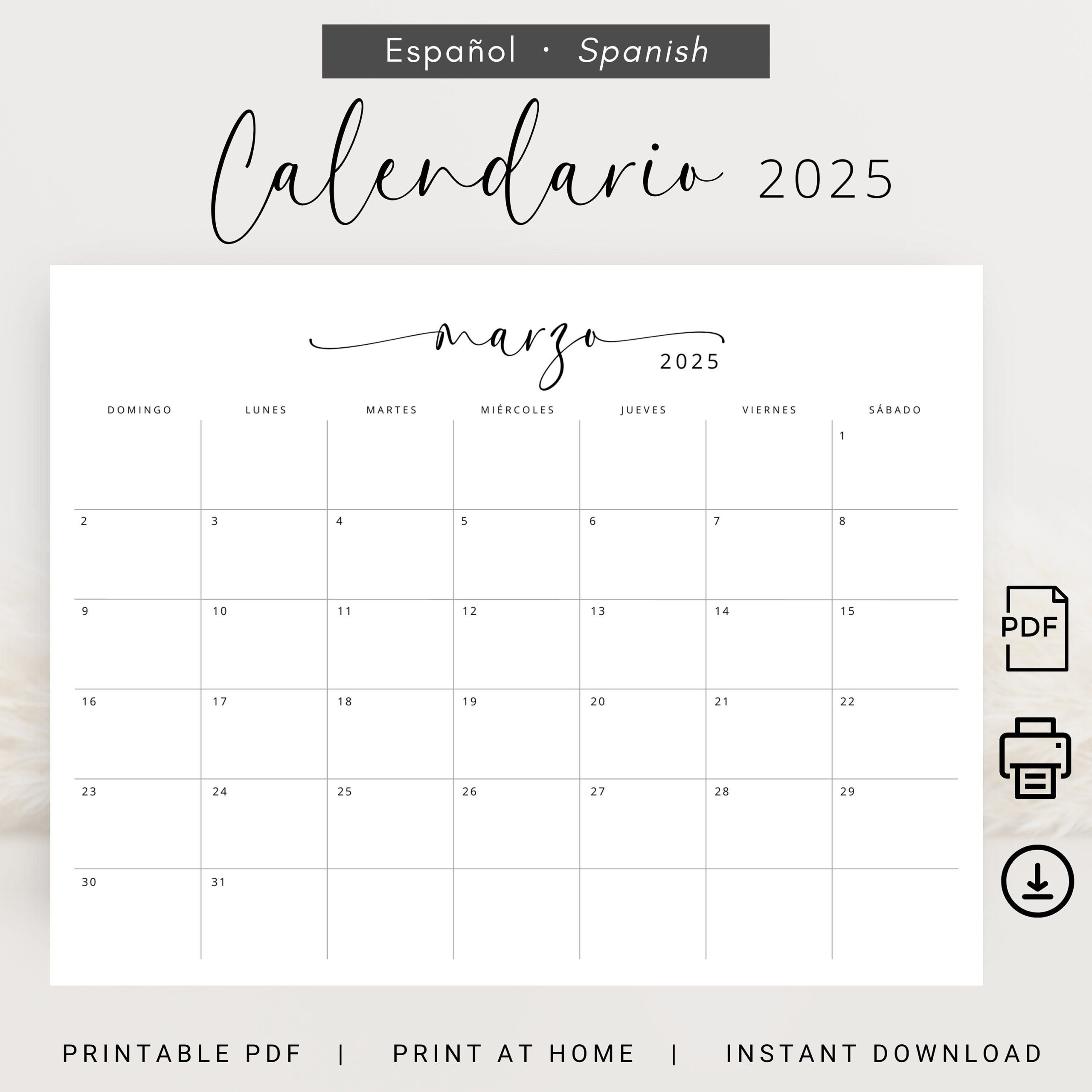 Calendario 2025 Calendario 2025 Mensual Imprimible 2025 Elegante | Calendario 2025 Para Imprimir Por Meses