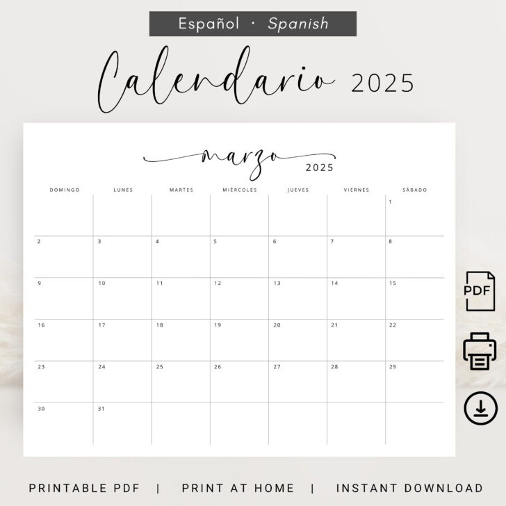 Calendario 2025 Por Meses Para Imprimir