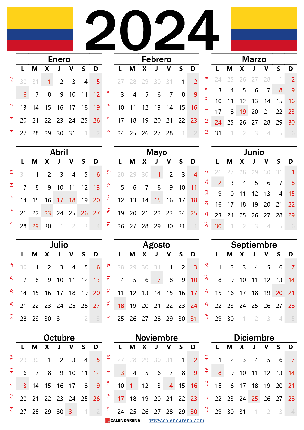 Calendario 2025 Colombia Con Festivos | Calendario 2025 Con Festivos