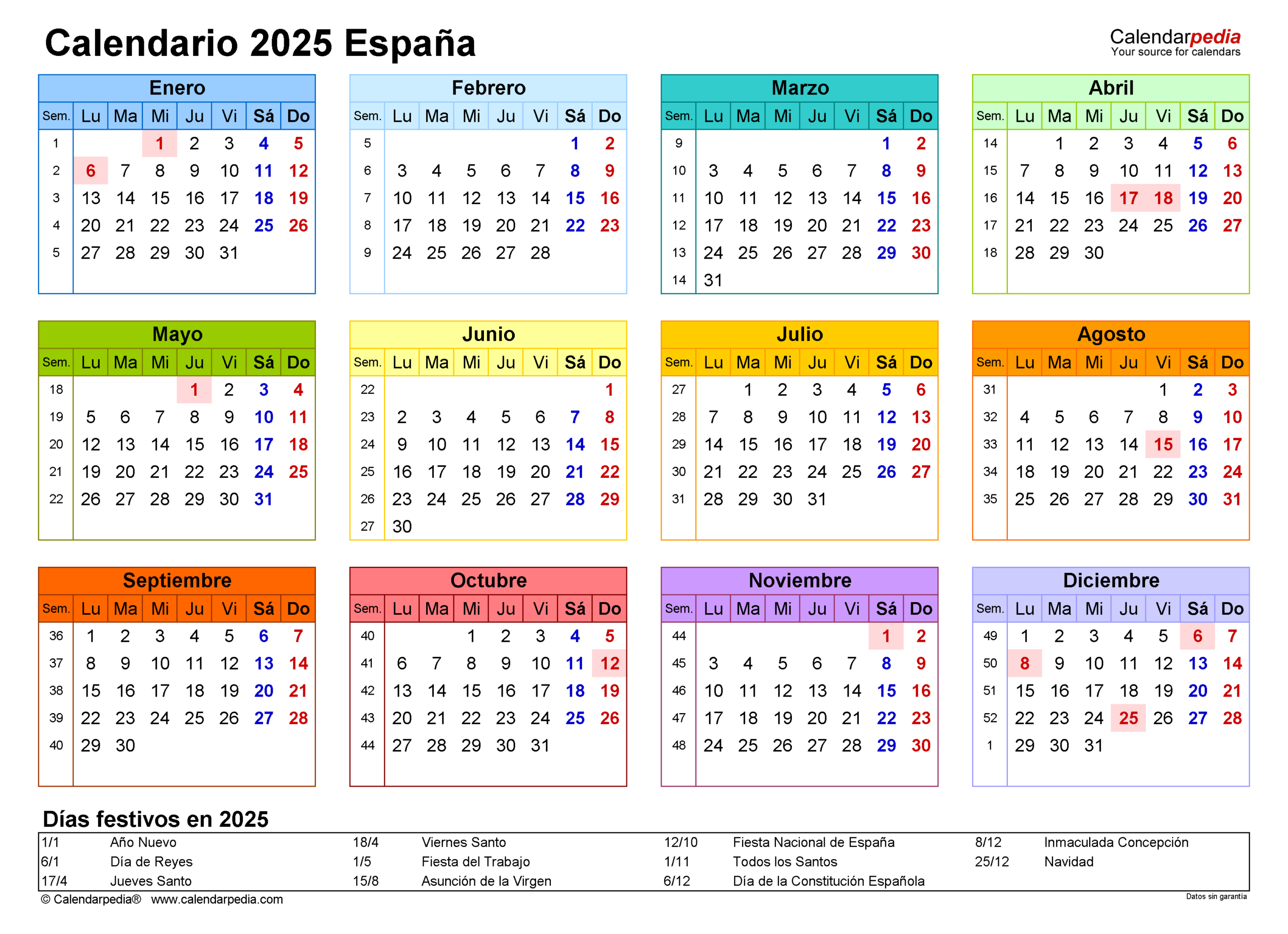 Calendario 2025 En Word, Excel Y Pdf - Calendarpedia | Calendario Laboral 2025 Sevilla Capital