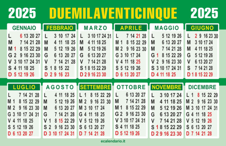 Calendario 2025 Gratis