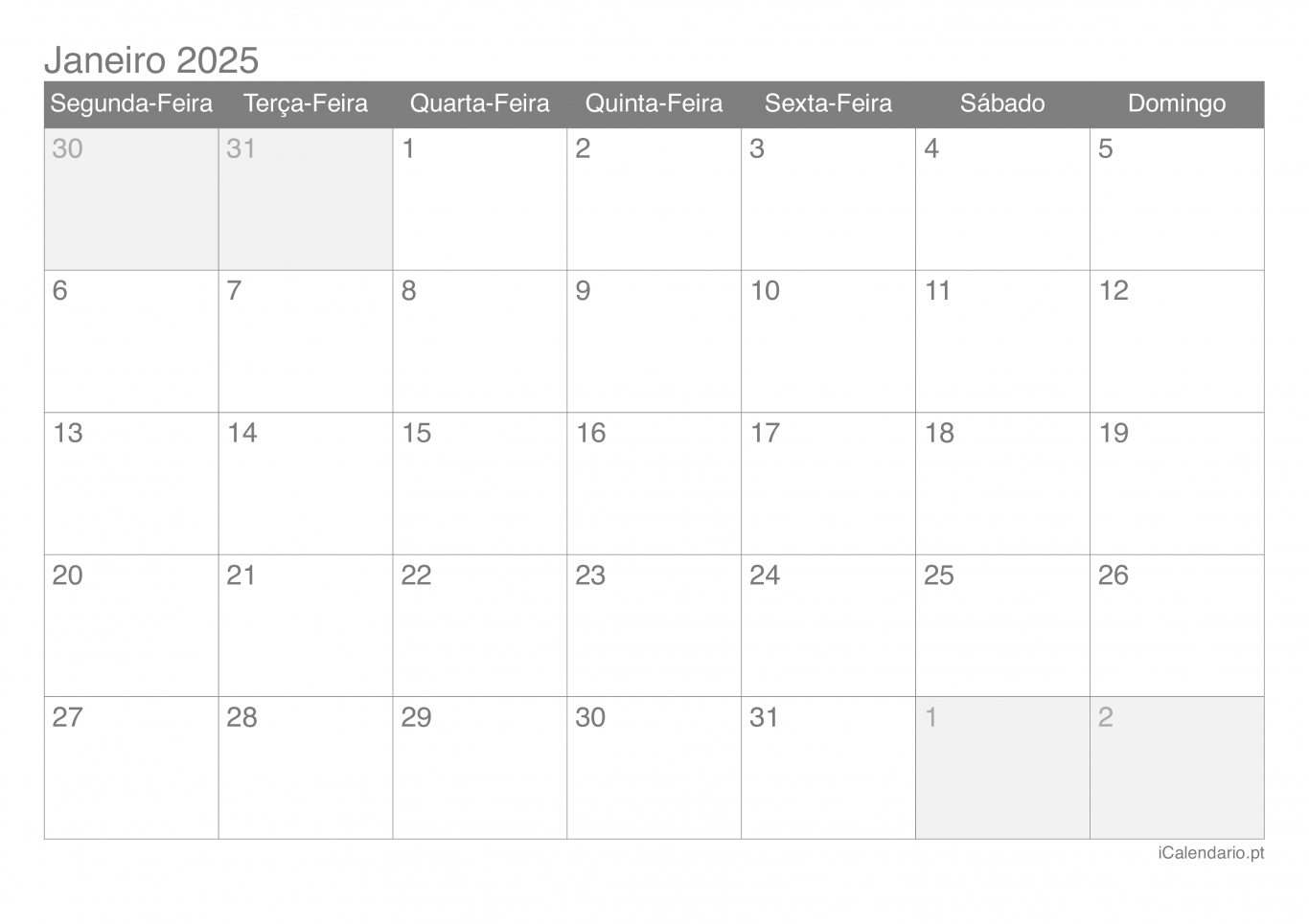 Calendário 2025 Para Imprimir Pdf E Excel | Calendario 2025 Imprimir
