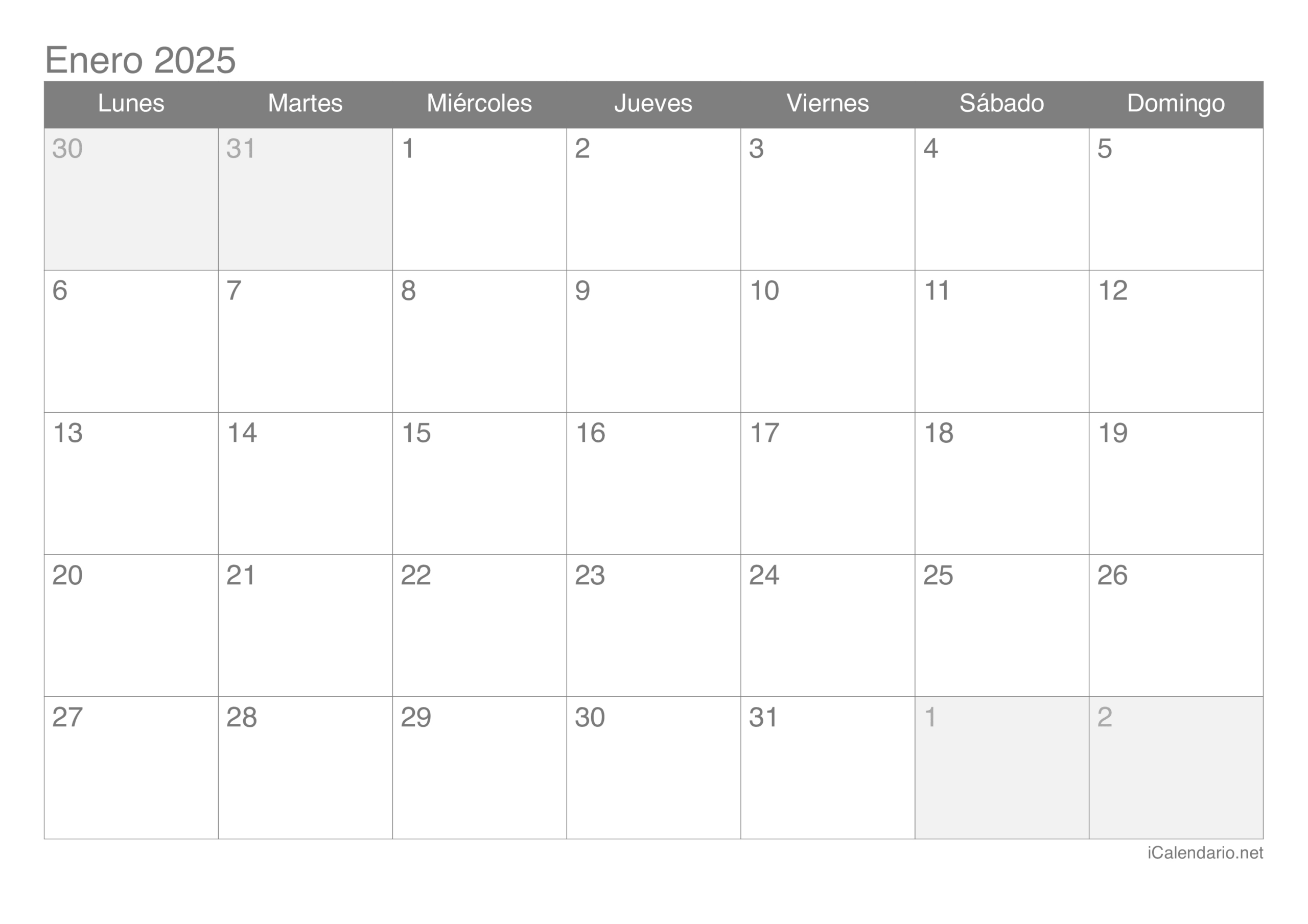 Calendario 2025 Para Imprimir Pdf Y Excel | Calendarios 2025 Para Imprimir