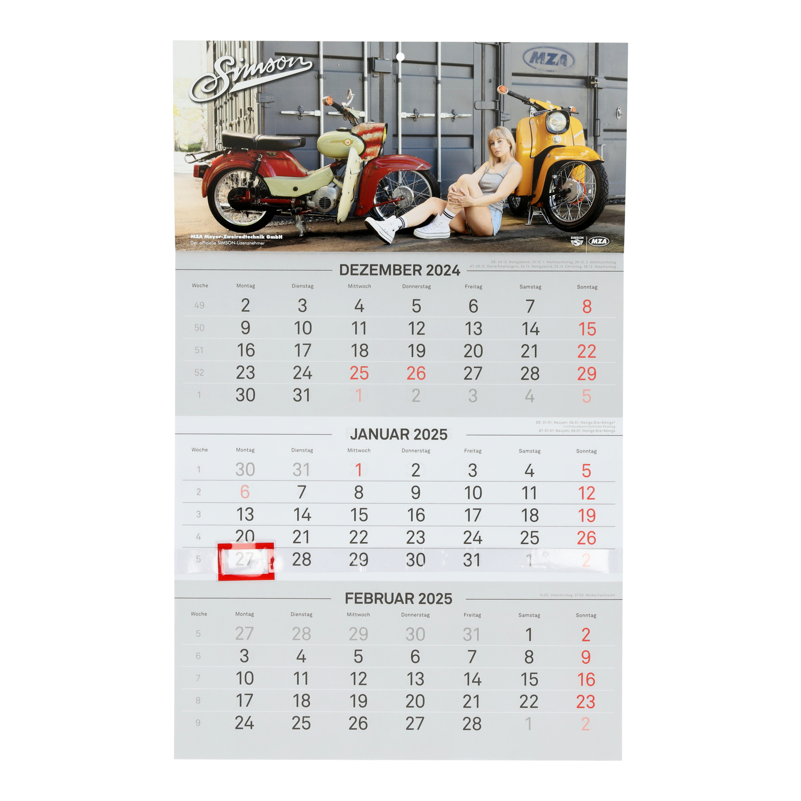 Calendario 2025 - Vista De 3 Meses - Con Marcador De Días | Sr4-2 | Calendario Con Foto 2025