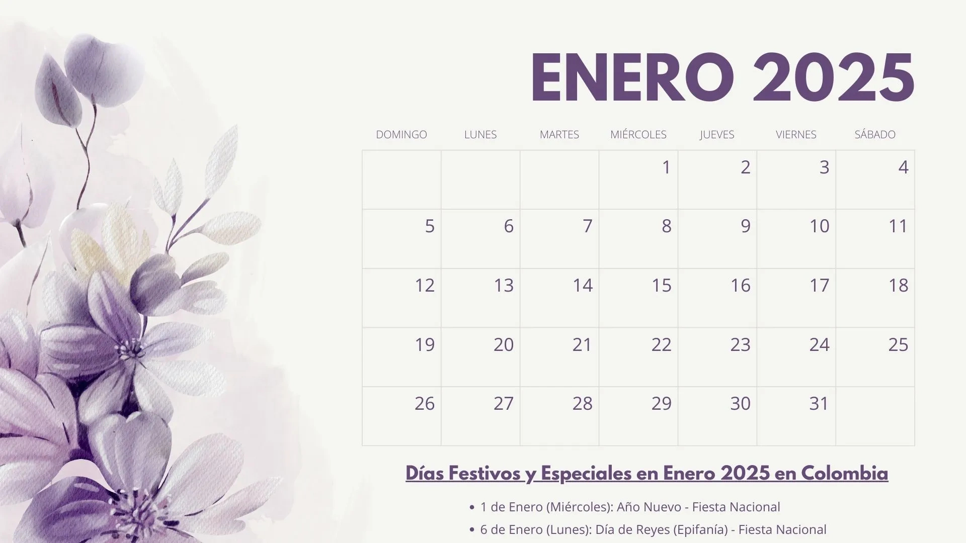 Calendario Colombia Enero 2025, Calendario Colombia Enero 2025 | Calendario Enero 2025 Colombia