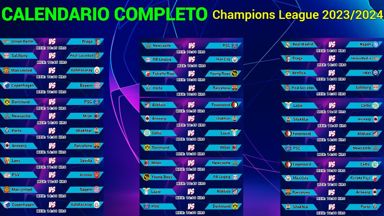 Calendario Completo De La Champions League 2023/2024 | Calendario De Champions 2025
