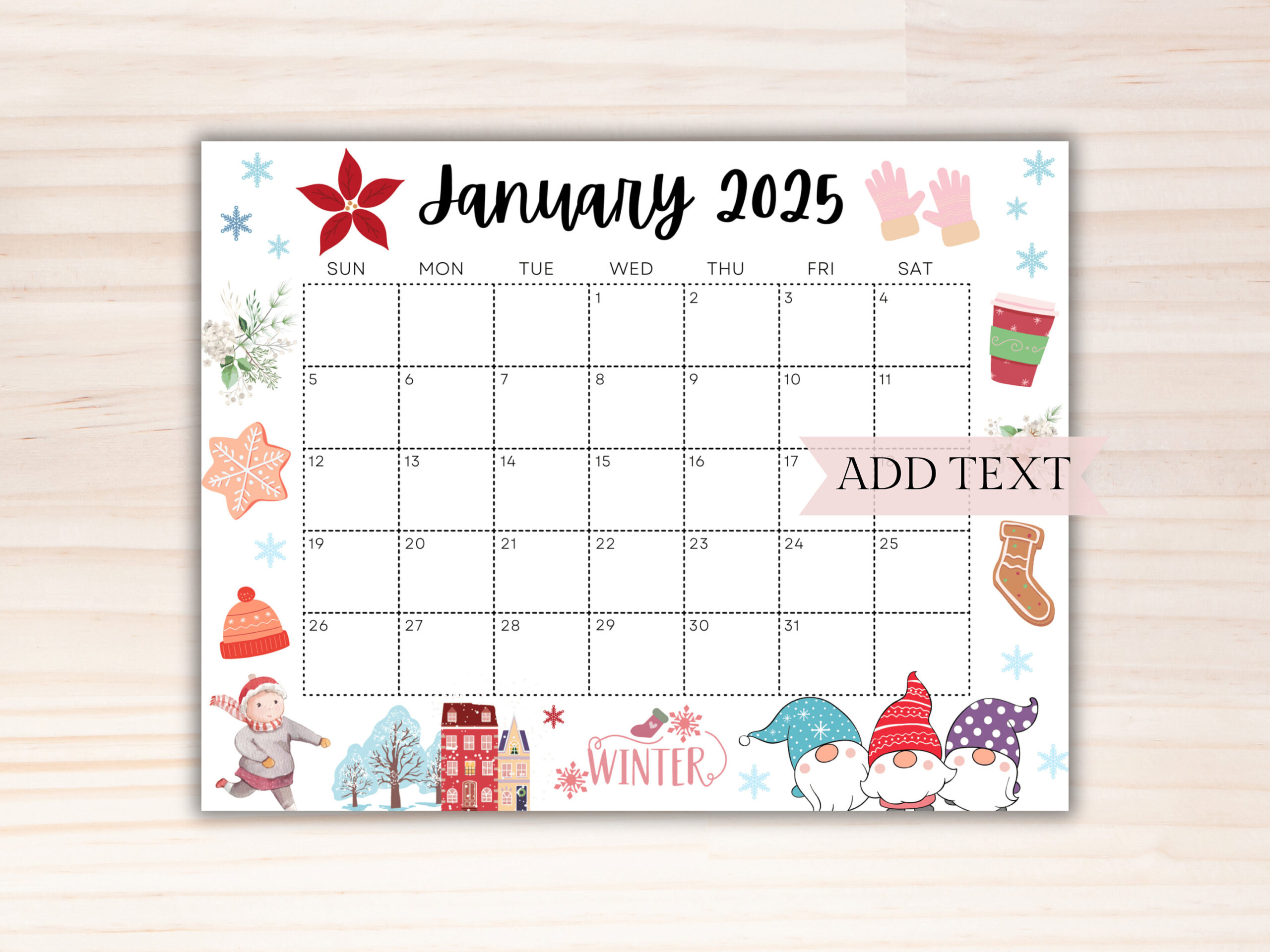 Calendario De Enero De 2025 Editable, Calendario De Pared | Calendario Escolar Enero 2025