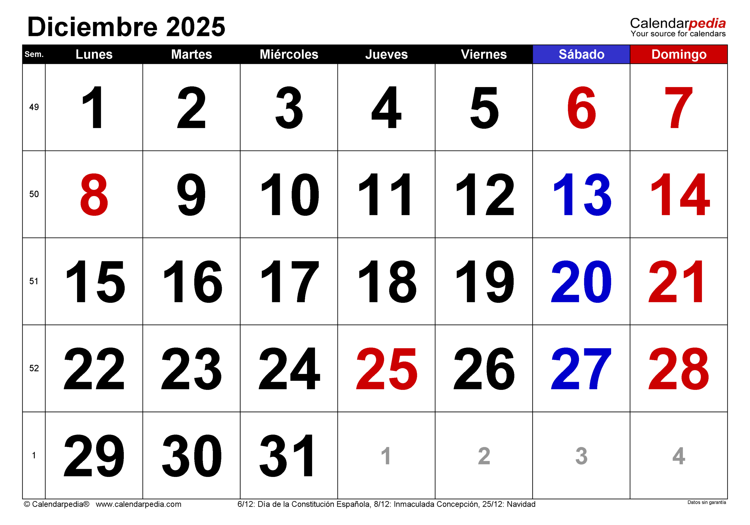 Calendario Diciembre 2025 En Word, Excel Y Pdf - Calendarpedia | Calendario Diciembre Y Enero 2025