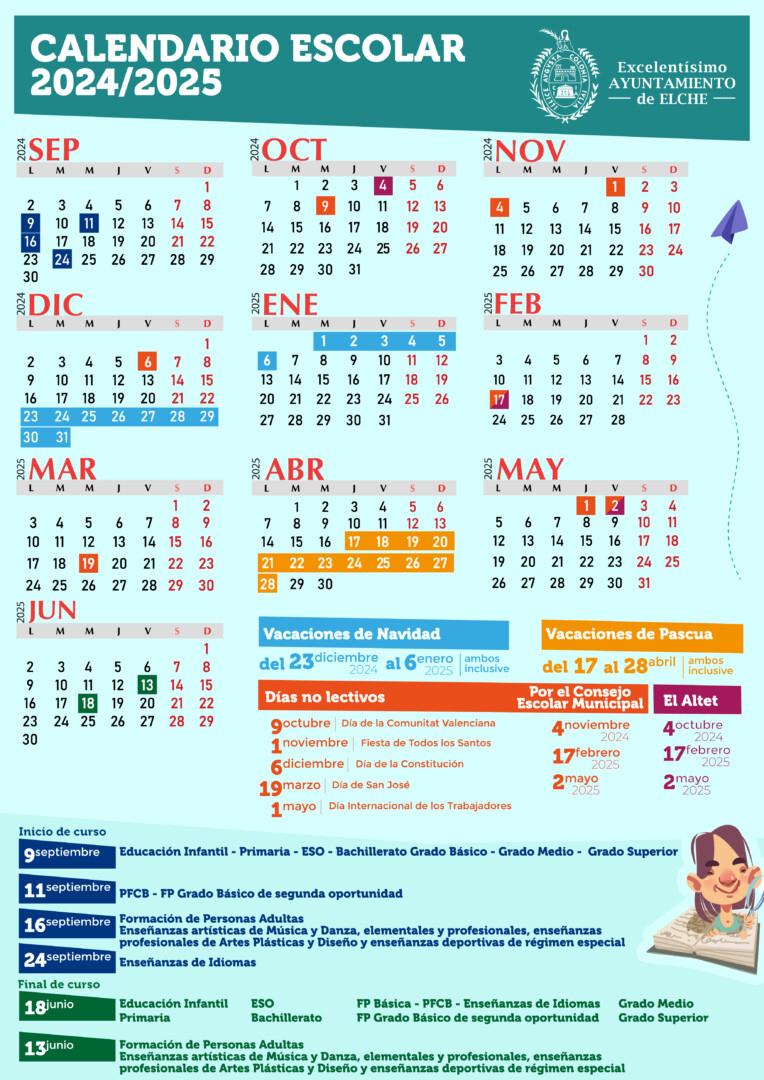 Calendario Escolar 2024-2025 - Ayuntamiento De Elche | Calendario Laboral 2025 Elche
