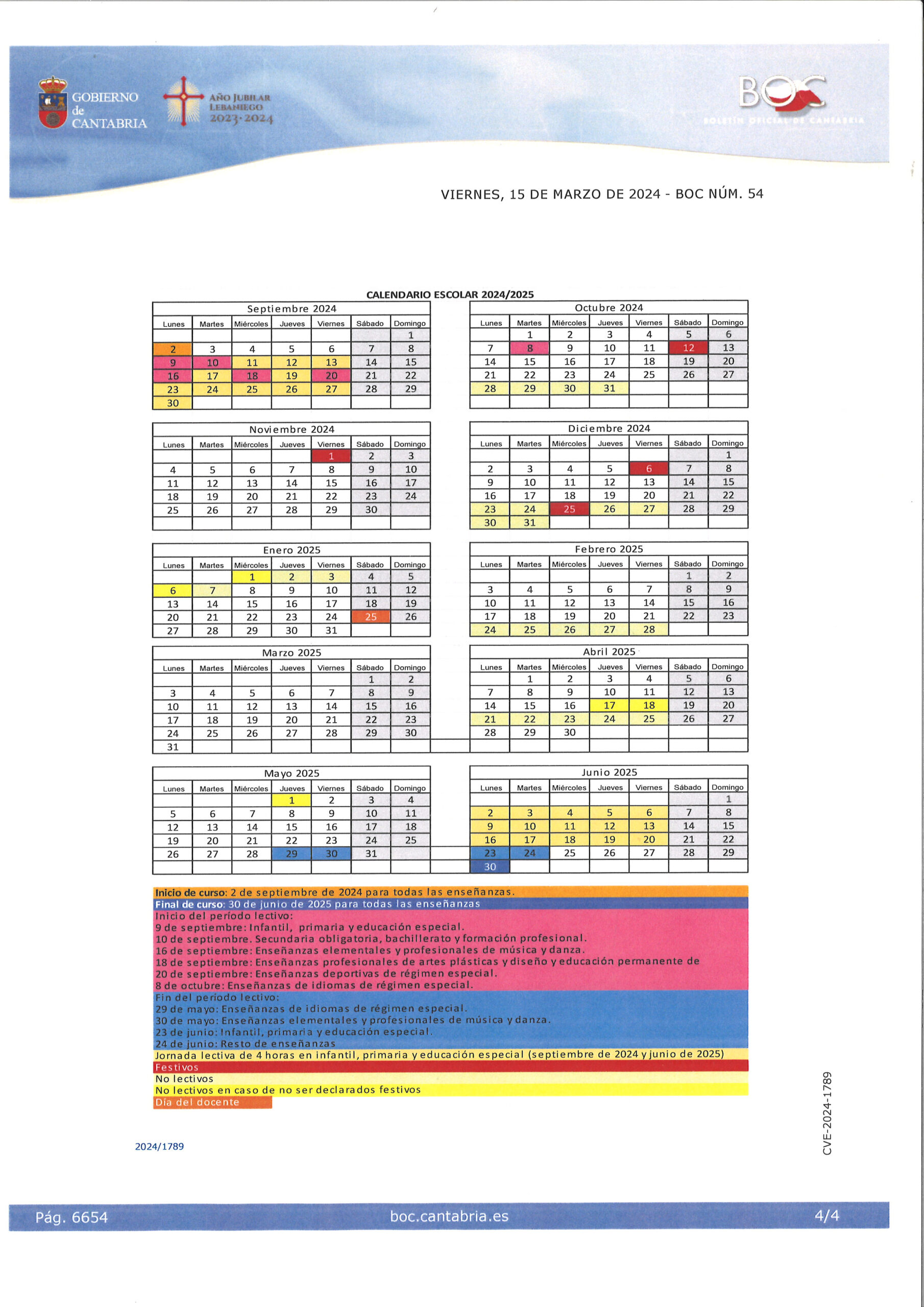 Calendario Escolar 2024/2025 | ¡Bienvenid@ Nuestro Blog! | Calendario Escolar 2025 Cantabria