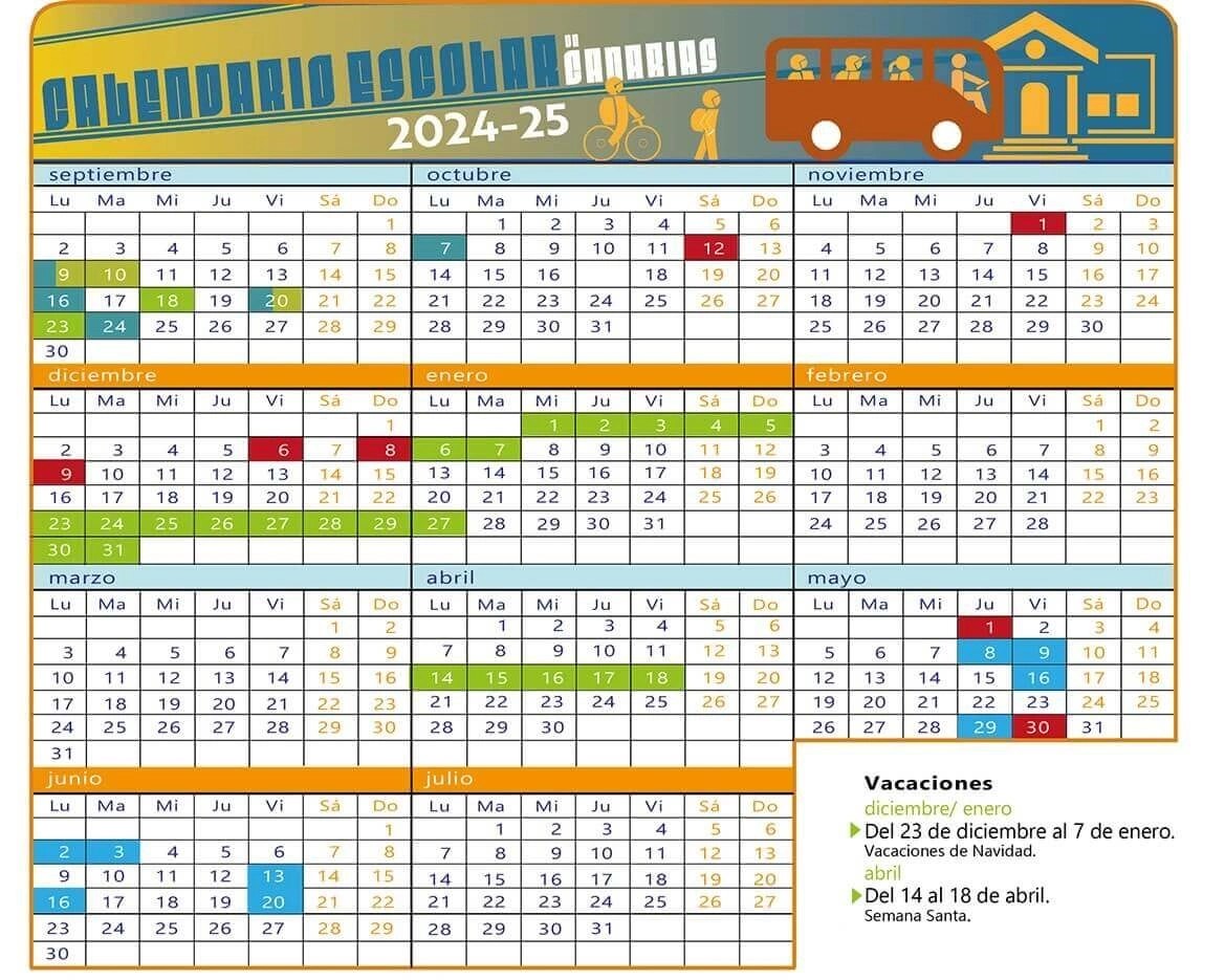 Calendario Escolar 2024/2025 En Islas Canarias 🗓️ 🏕️☀️ | Calendario Escolar 2025 Canarias