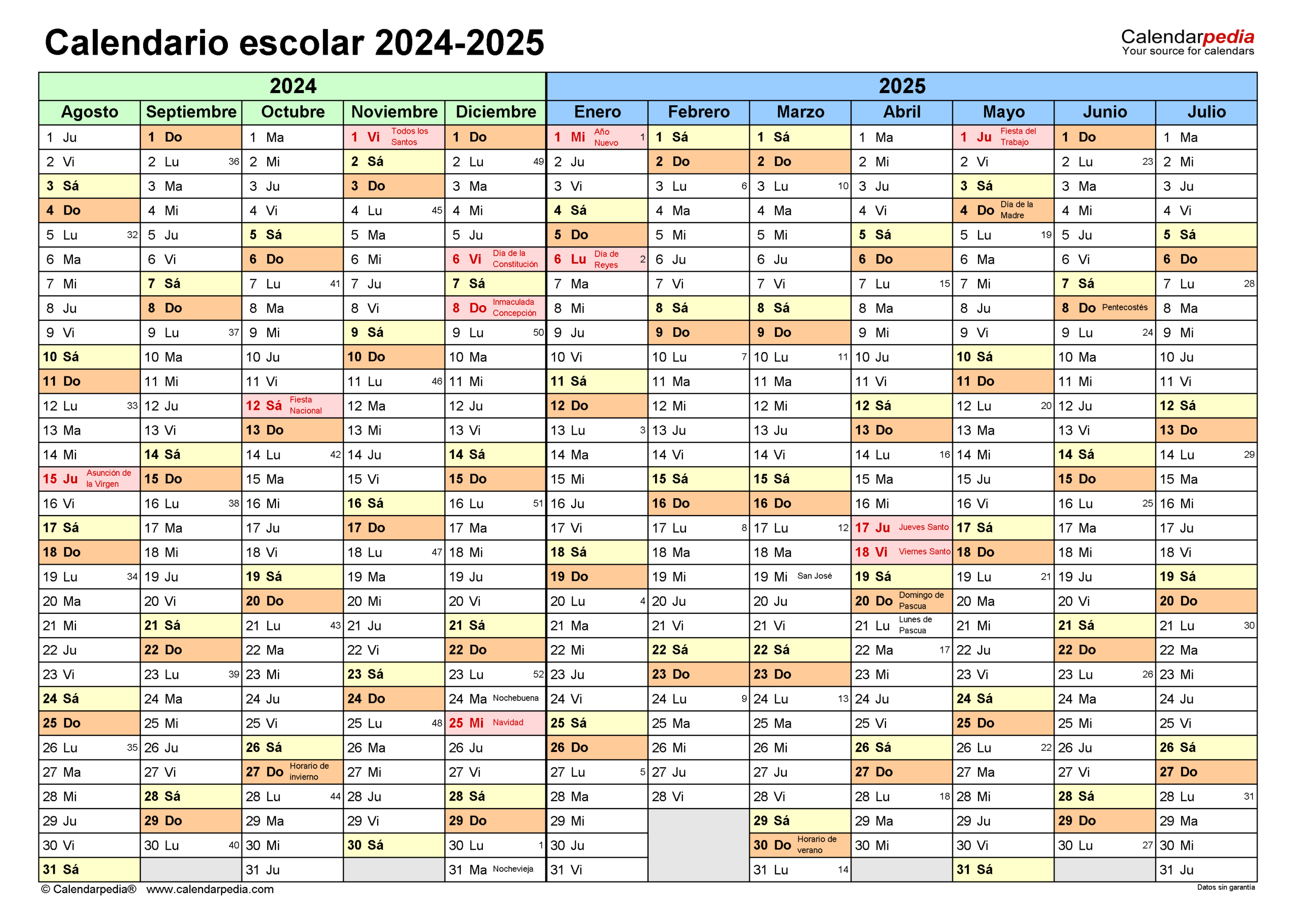 Calendario Escolar 2024-2025 En Word, Excel Y Pdf | Calendario Escolar Alemania 2025