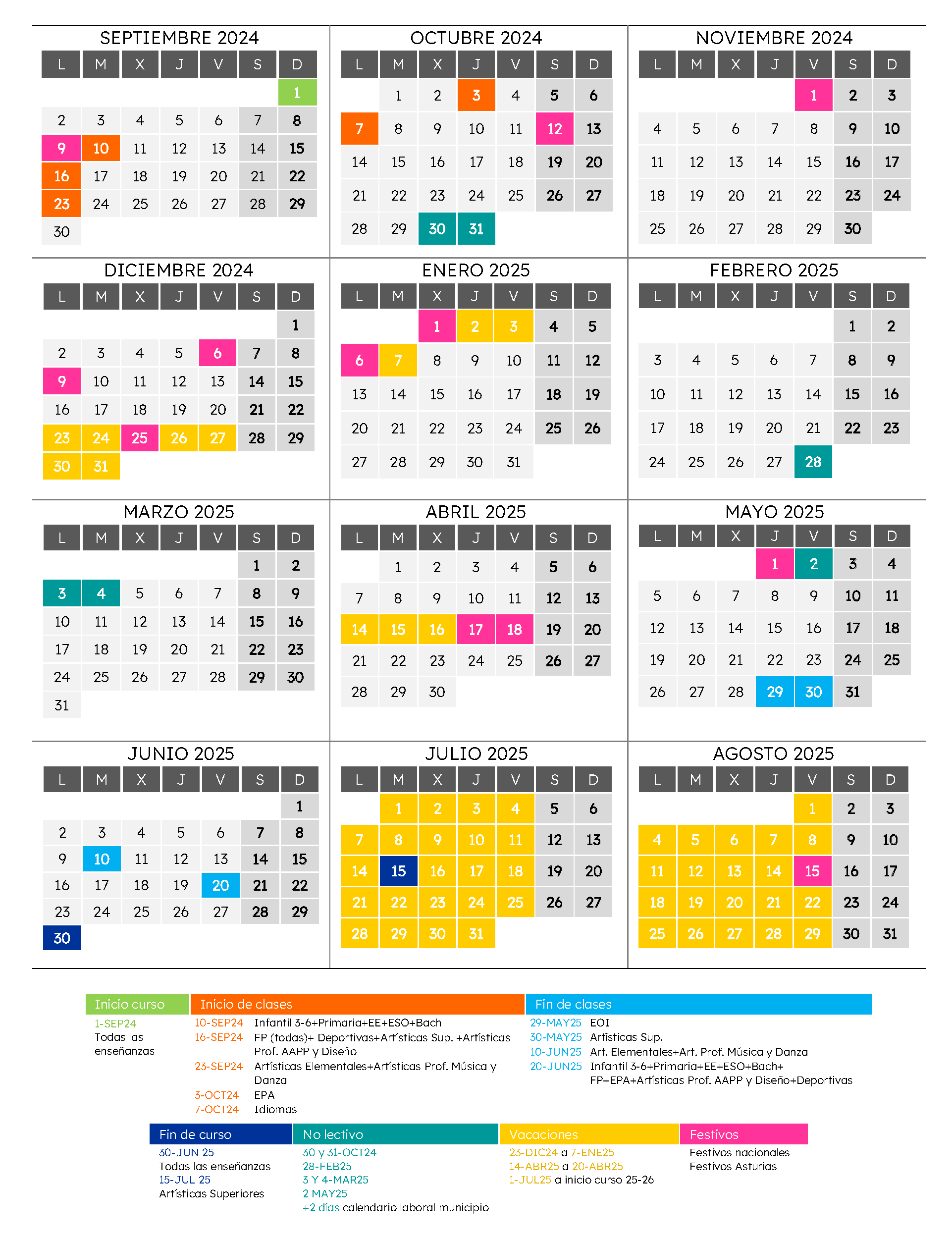 Calendario Escolar Arpobado 2024-2025 | Noticia - | Calendario Escolar Asturias 2025