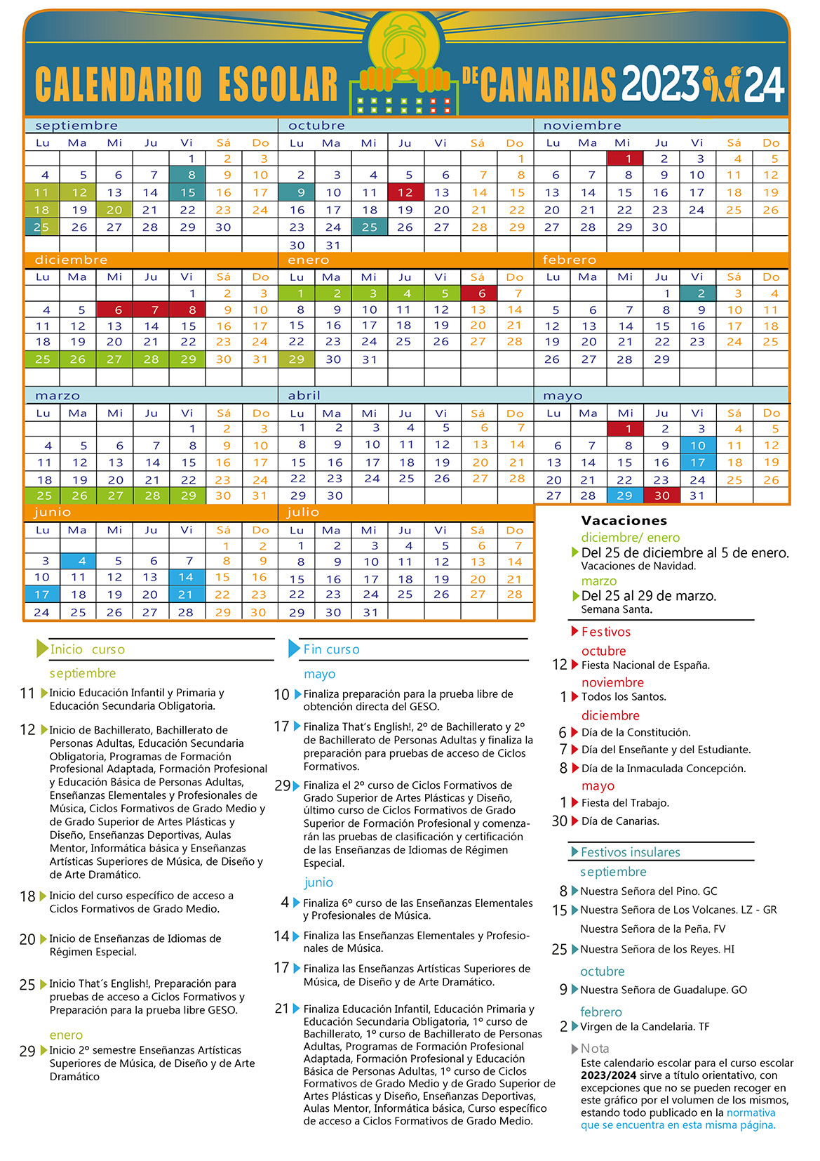 Calendario Escolar | Centros | Consejería De Educación, Formación | Calendario Escolar 2025 Canarias