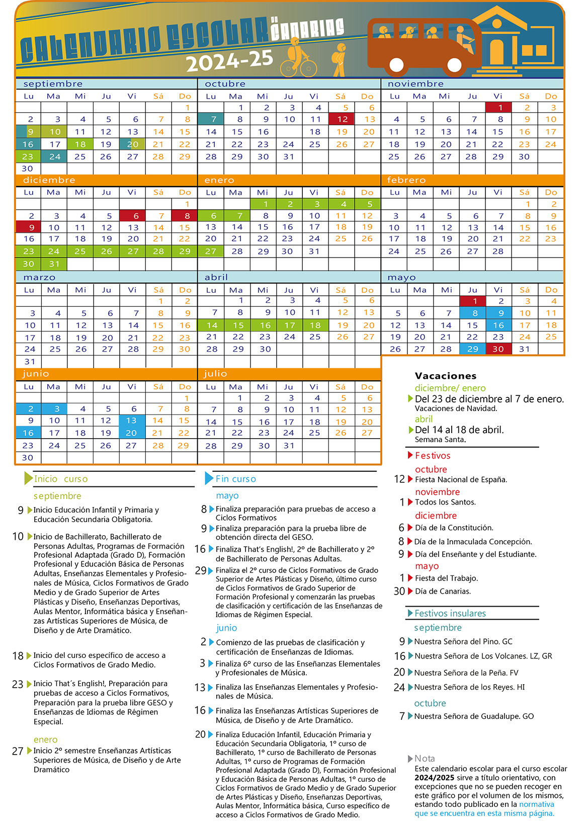 Calendario Escolar | Centros | Consejería De Educación, Formación | Calendario Escolar 2025 Canarias
