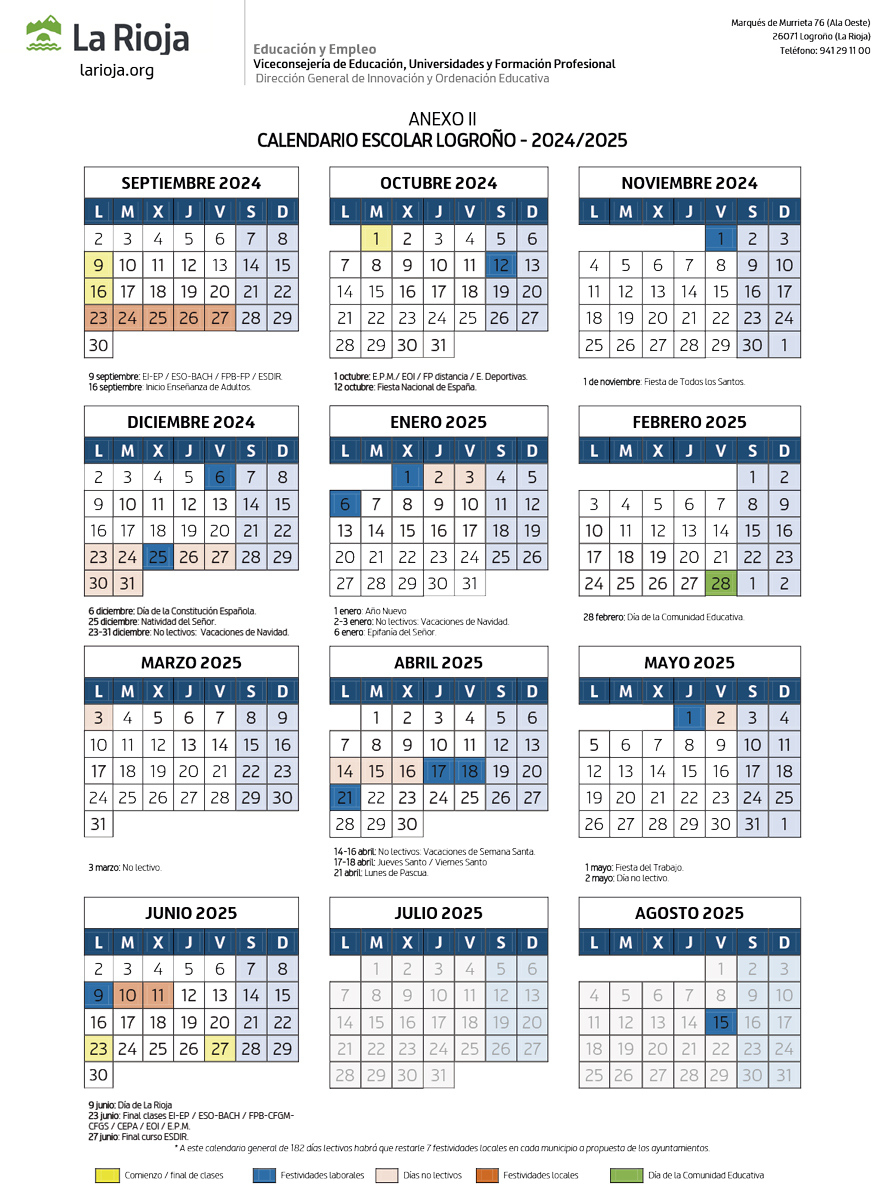 Calendario Escolar De La Rioja - Concapa Rioja | Calendario Escolar Logroño 2025
