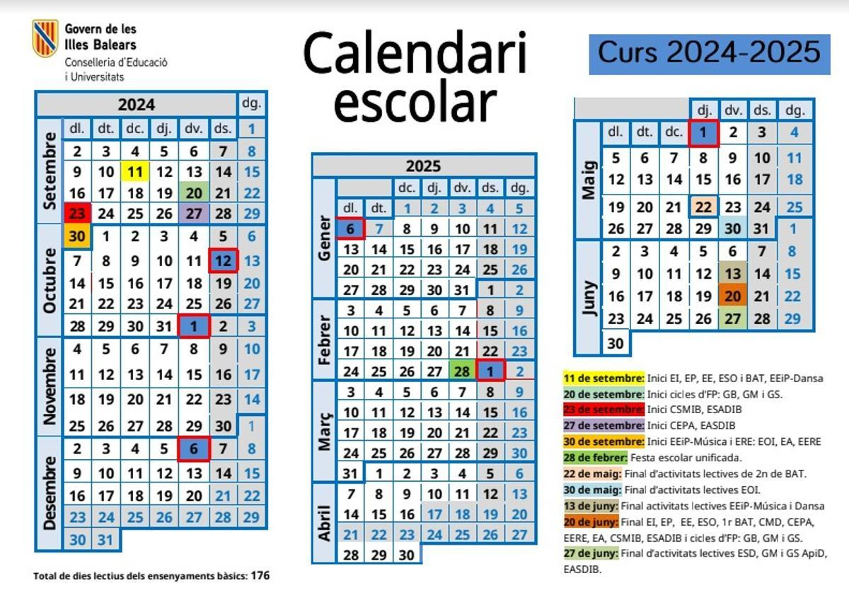 Calendario Escolar En Baleares: El Curso 2024-2025 Empezará El | Calendario Escolar 2025 Baleares