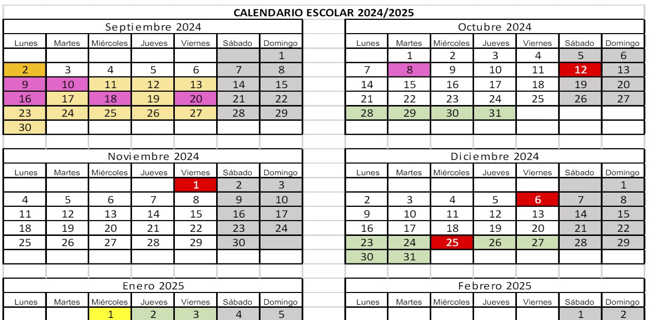 Calendario Escolar Para El Curso 2024-2025 - Colegio Apostolado | Calendario Escolar 2025 Cantabria