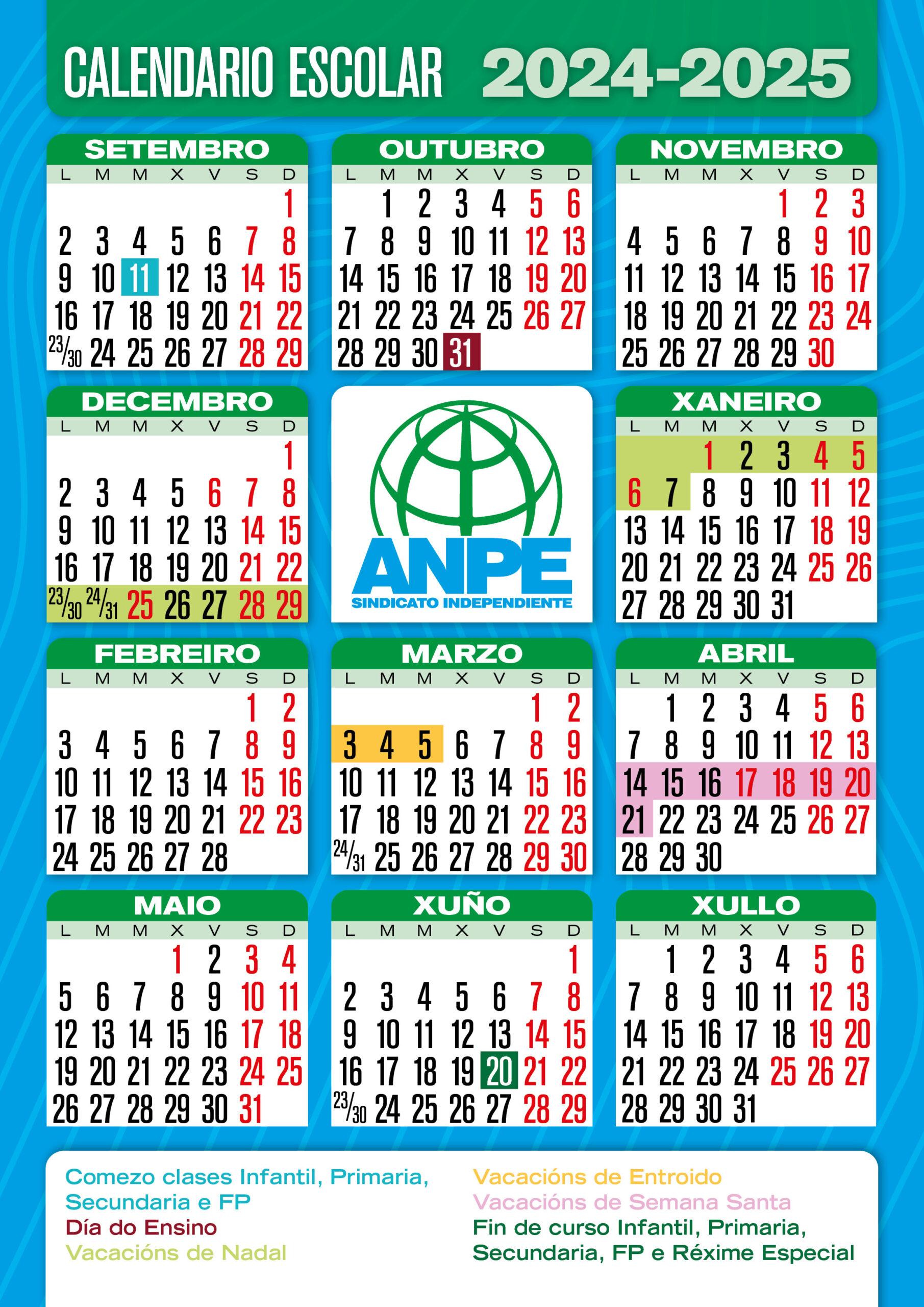 Calendario Escolar Para O Curso 24/25 | Noticia - | Calendario Escolar Galicia 2025
