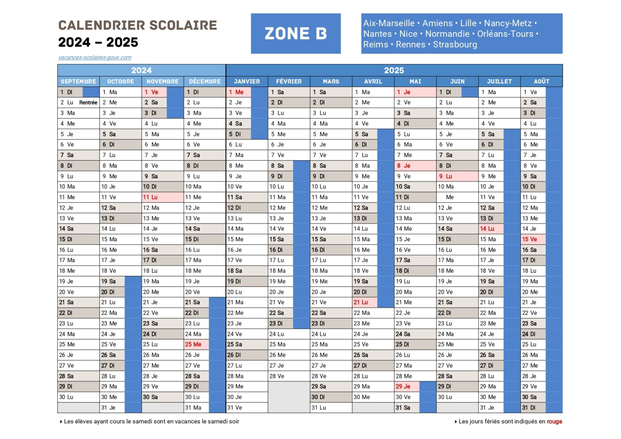Calendario Escolar - Sección Española De Marsella | Ministerio De | Calendario Escolar Francia 2025