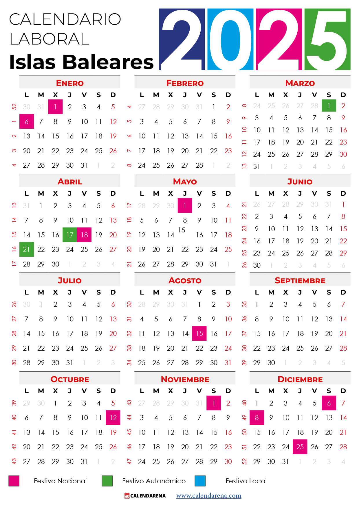 Calendario Laboral 2025 Baleares Pdf | Calendari Laboral 2025 Balears