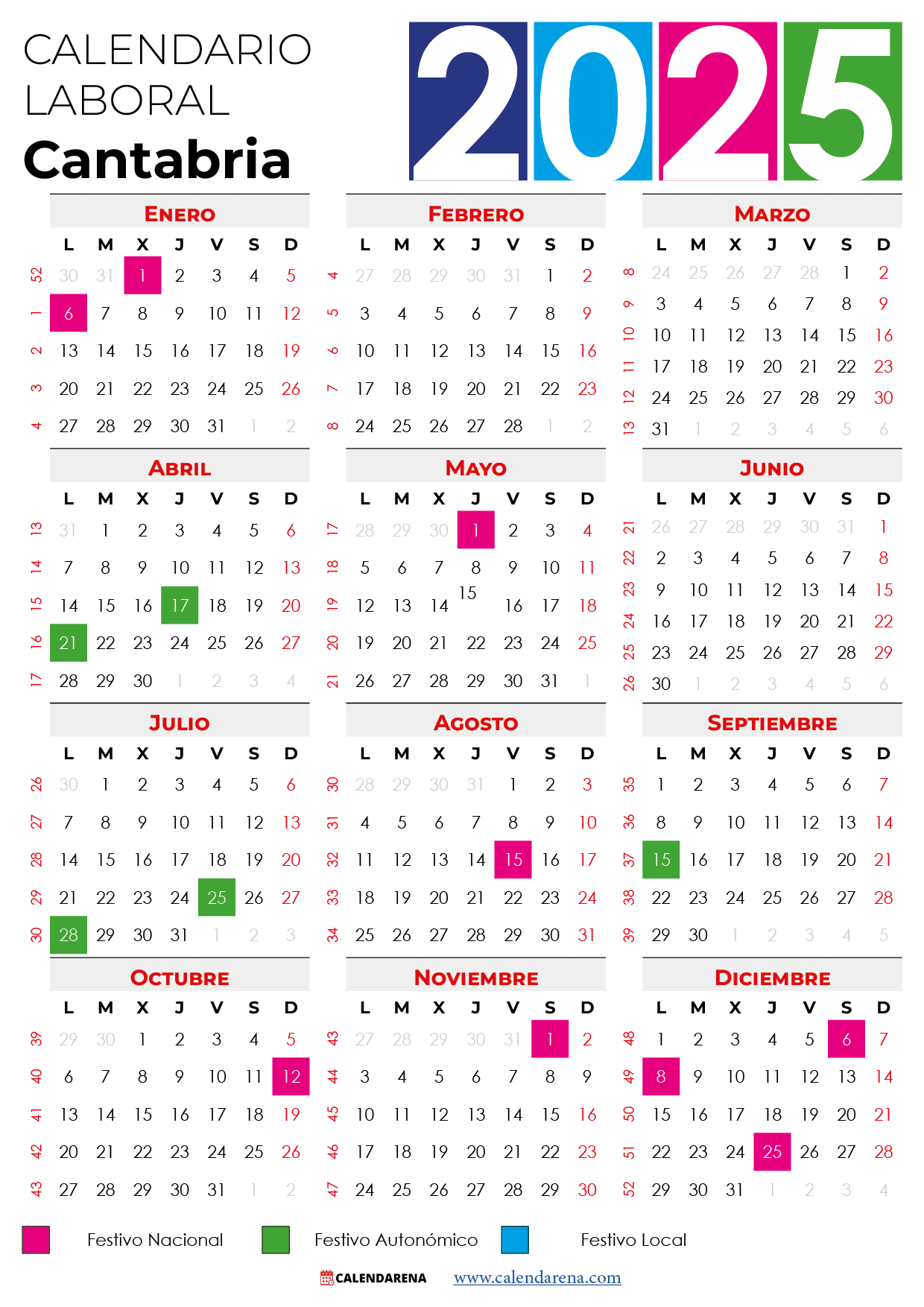 Calendario Laboral 2025 Cantabria Pdf | Calendario Laboral 2025 Cantabria