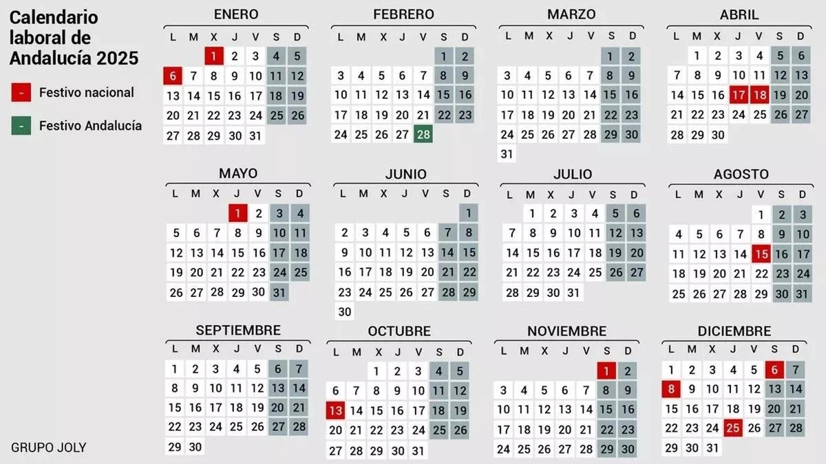 Calendario Laboral 2025 En Cádiz: Días Festivos Y Puentes | Calendario Laboral Cadiz 2025