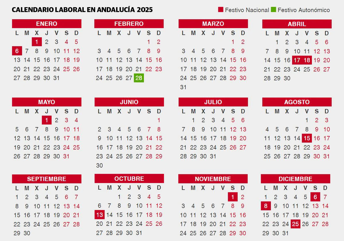 Calendario Laboral 2025 En Málaga: Festivos, Puentes Y Fiestas | Calendario Laboral Malaga 2025