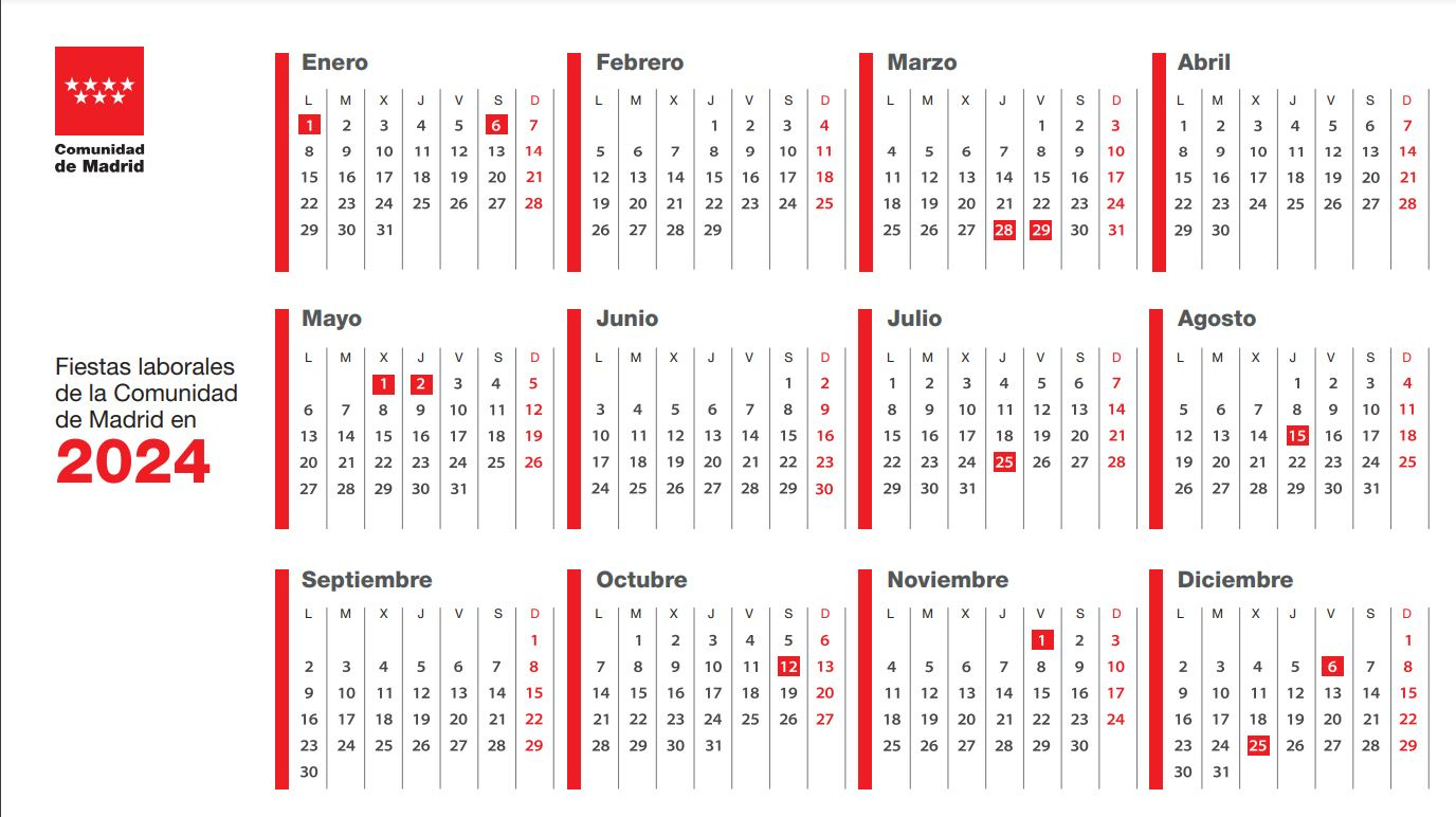 Calendario Laboral 2025 Madrid. Días Festivos Y Puentes - Tus Ayudas | Calendario Laboral Getafe 2025