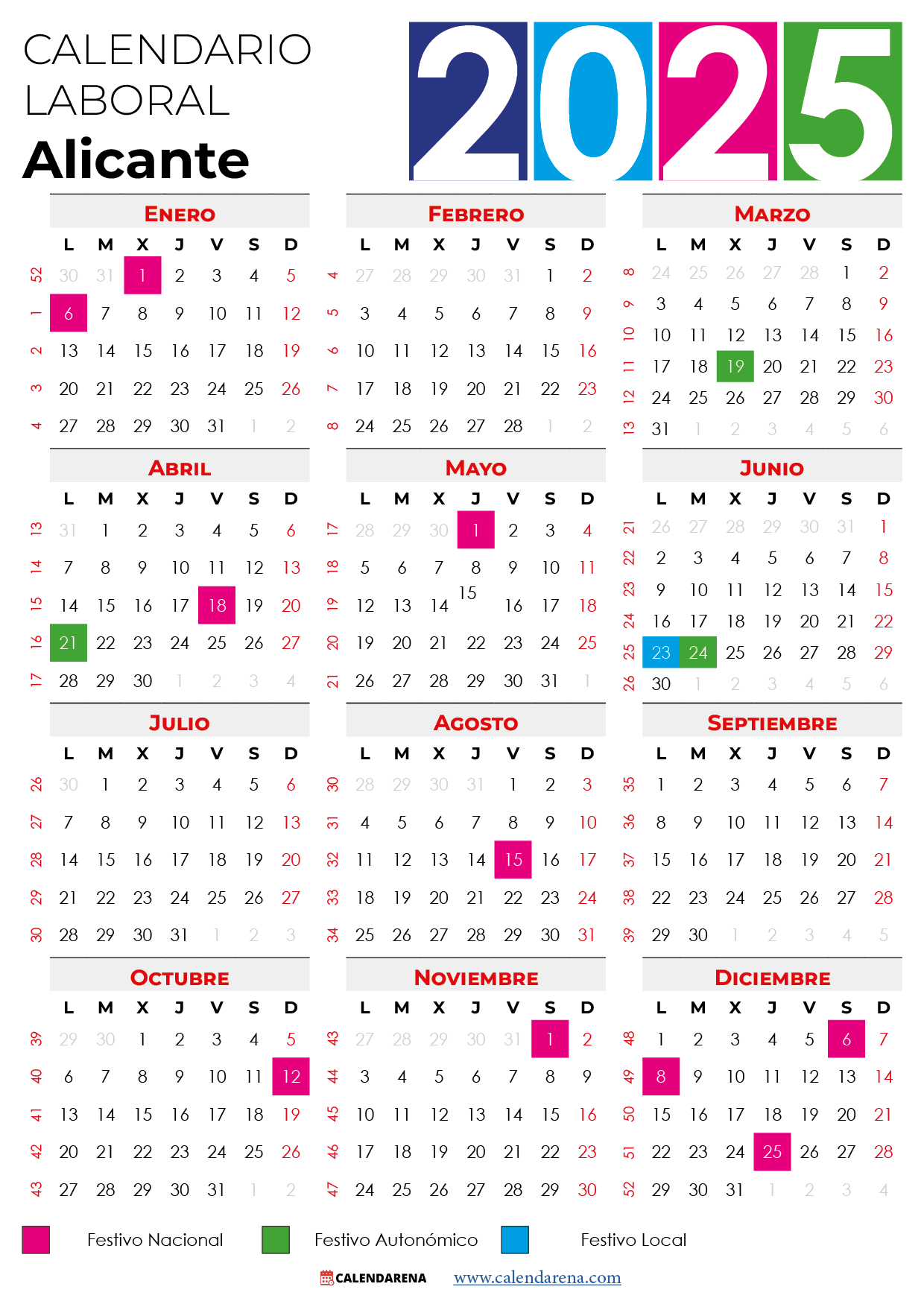 Calendario Laboral Alicante 2025 Pdf | Calendario Laboral 2025 Alicante