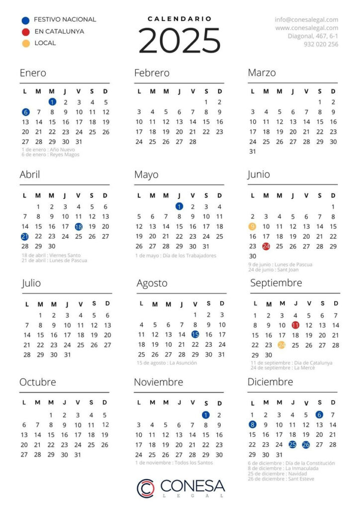Calendari Laboral Catalunya 2025