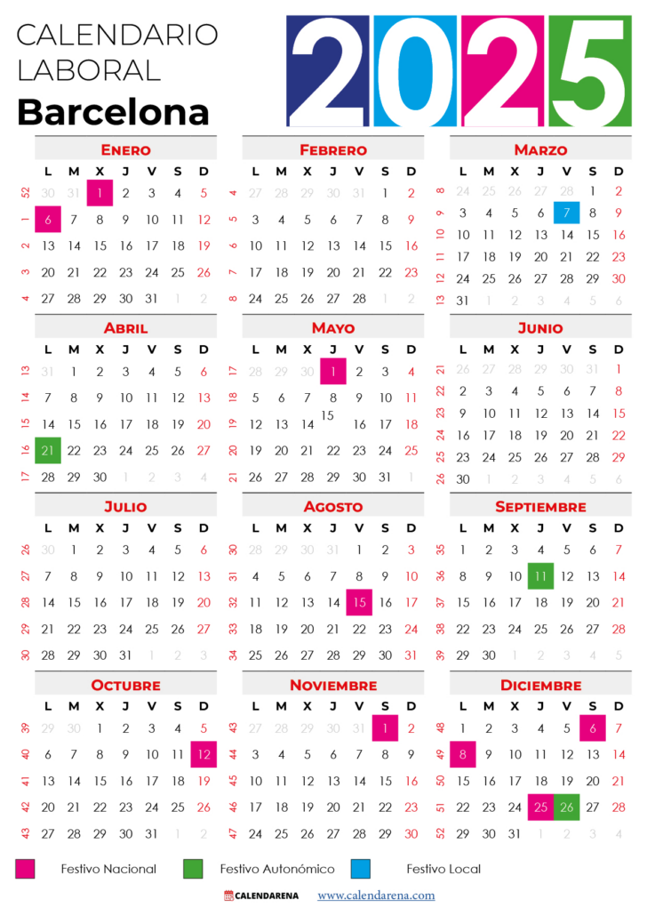 Calendario 2025 Festivos Barcelona