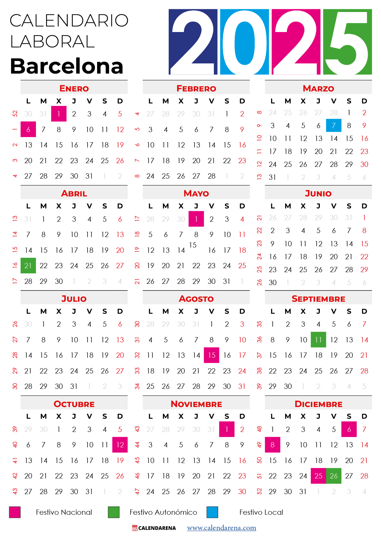 Calendario Laboral Barcelona 2025 Pdf | Calendario Festivo Barcelona 2025