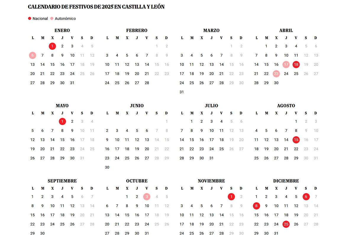 Calendario Laboral Castilla Y León 2025: Semana Santa, Muy Cercana | Calendario Laboral Castilla Y Leon 2025