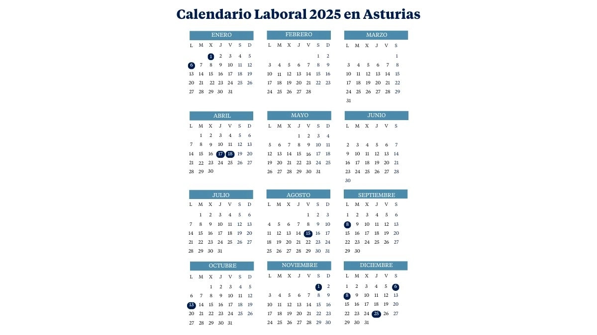 Calendario Laboral De Asturias (2024-2025): Días Festivos | Calendario Laboral Gijon 2025