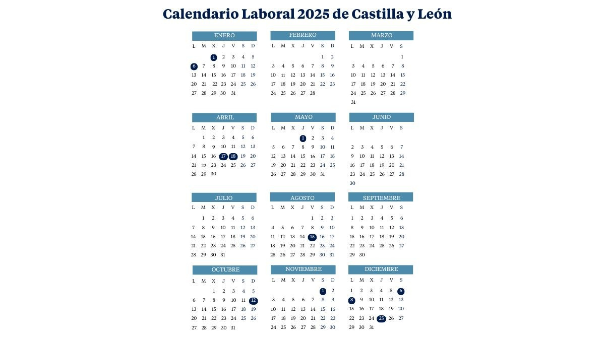 Calendario Laboral De Castilla Y León (2024-2025): Festivos Y Puentes | Calendario Laboral Castilla Y León 2025