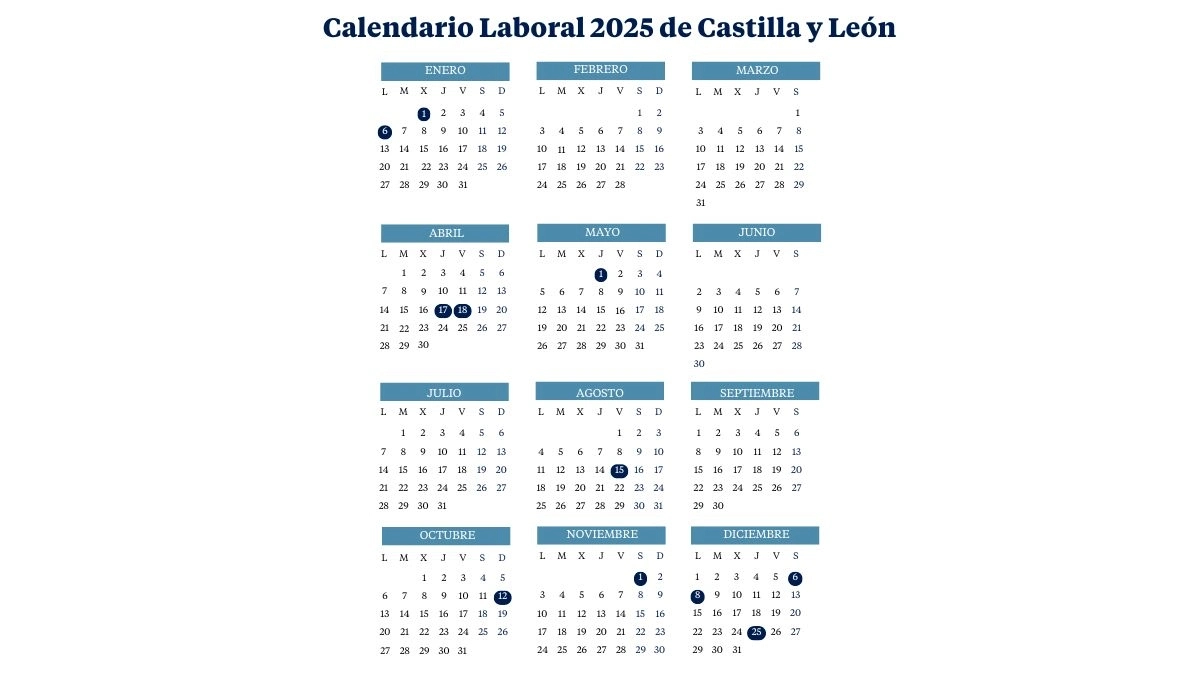 Calendario Laboral De Castilla Y León (2024-2025): Festivos Y Puentes | Calendario Laboral Castilla Y Leon 2025