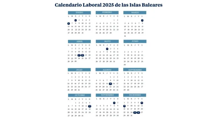 Calendario Laboral 2025 Mallorca