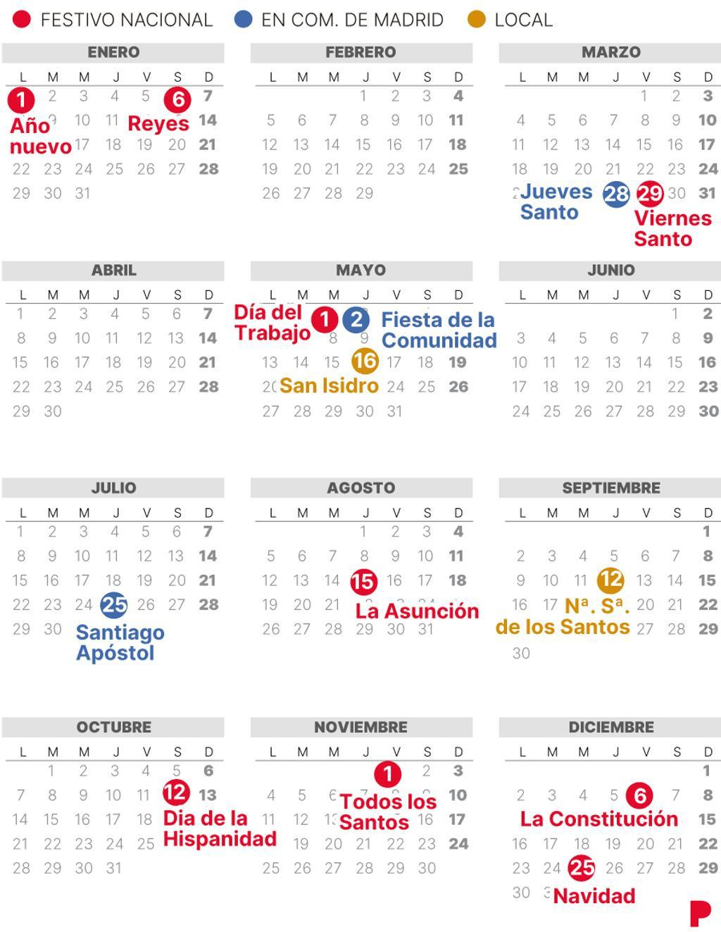Calendario Laboral De Móstoles De 2024 (Con Festivos) | Calendario Laboral Mostoles 2025