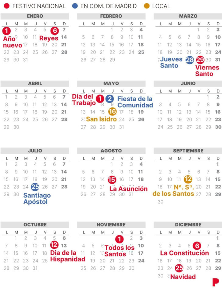 Calendario Laboral Mostoles 2025