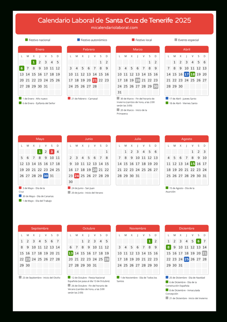Calendario Laboral Santa Cruz De Tenerife 2025